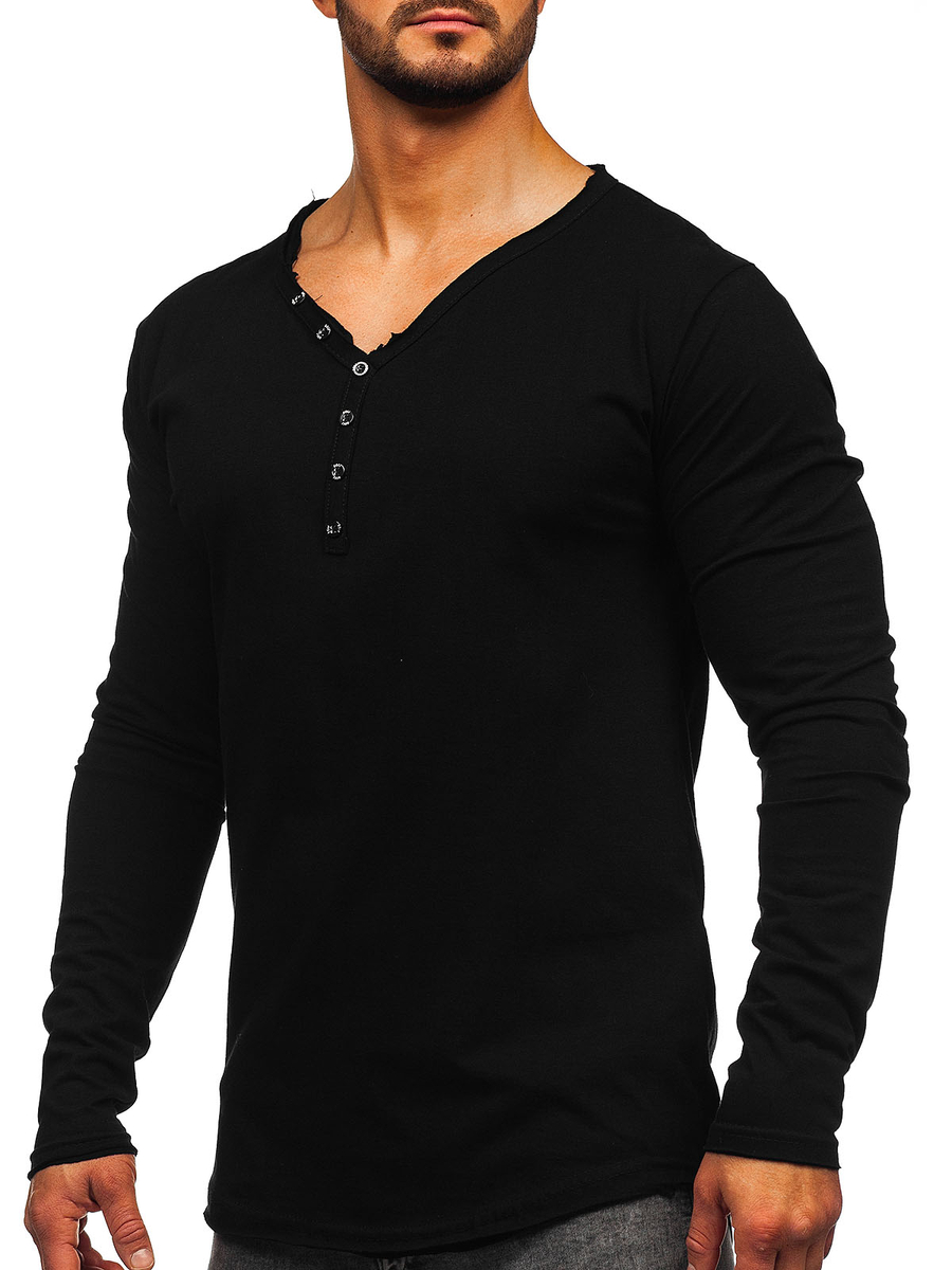 plain black long sleeve top mens