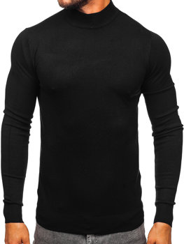 Men's Basic Half Polo Neck Sweater Black Bolf W1-1725