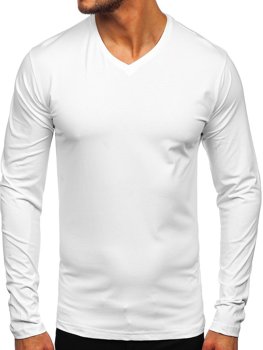 Men's Basic V-neck Long Sleeve Top White Bolf 172008