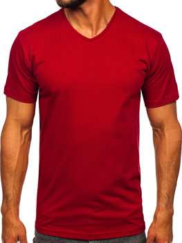 Men's Basic V-neck T-shirt Claret Bolf 192131