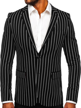 Men's Casual Striped Blazer Black-White Bolf 1652