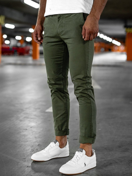 khaki green chinos men's
