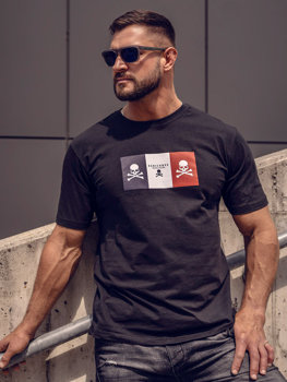 Men's Cotton Printed T-shirt Black Bolf 14784A