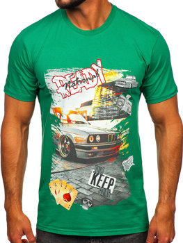 Men's Cotton Printed T-shirt Green Bolf 143004