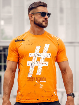 Men's Cotton Printed T-shirt Orange Bolf 14728A