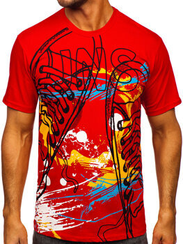 Men's Cotton Printed T-shirt Red Bolf 143000