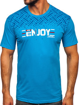 Men's Cotton Printed T-shirt Turquoise Bolf 14720