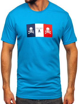 Men's Cotton Printed T-shirt Turquoise Bolf 14784