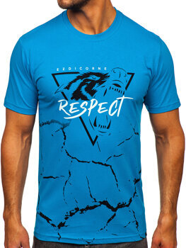 Men's Cotton Printed T-shirt Turquoise Bolf 5035