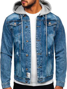 Men's Denim Hooded Jacket Blue Bolf MJ505B
