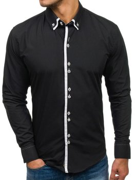 Men's Elegant Long Sleeve Shirt Black Bolf 1721-A