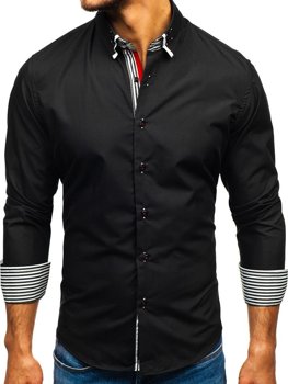 Men's Elegant Long Sleeve Shirt Black Bolf 1747