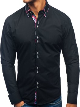 Men's Elegant Long Sleeve Shirt Black Bolf 2712