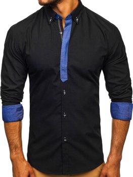 Men's Elegant Long Sleeve Shirt Black Bolf 3725