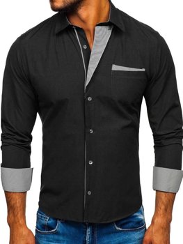 Men's Elegant Long Sleeve Shirt Black Bolf 4713