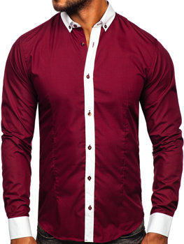 Men's Elegant Long Sleeve Shirt Claret Bolf 21750