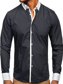 Men's Elegant Long Sleeve Shirt Graphite Bolf 2782