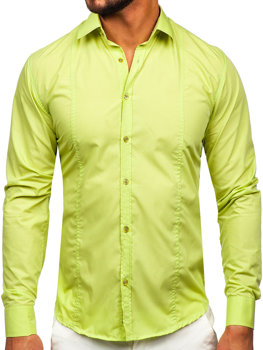 Men's Elegant Long Sleeve Shirt Green Bolf 6944