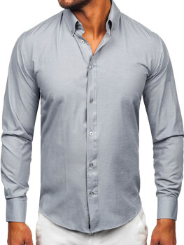 Men's Elegant Long Sleeve Shirt Grey Bolf 5821-1