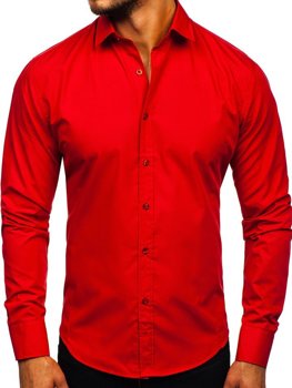 Men's Elegant Long Sleeve Shirt Red Bolf 1703