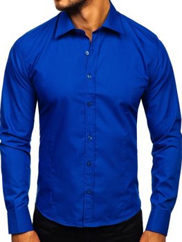 Men's Elegant Long Sleeve Shirt Royal Blue Bolf 1703