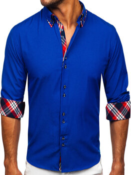 Men's Elegant Long Sleeve Shirt Royal Blue Bolf 4704