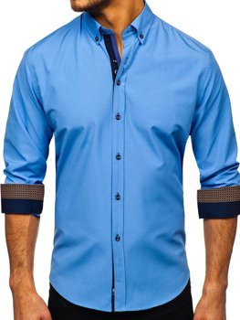 Men's Elegant Long Sleeve Shirt Sky Blue Bolf 8840-1