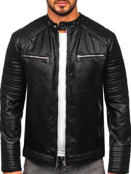 Men's Leather Biker Jacket Black Bolf 11Z8023