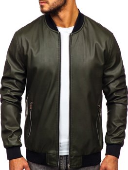 Men's Leather Jacket Green Bolf 6123