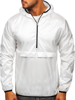 Men's Lightweight Anorak Jacket with hood White Bolf 5061