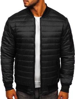 Men's Lightweight Quilted Bomber Jacket Black Bolf MY-02A