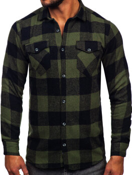 Men's Long Sleeve Flannel Shirt Khaki Bolf 20723