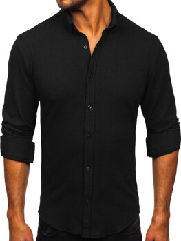 Men’s Long Sleeve Muslin Shirt Black Bolf 506