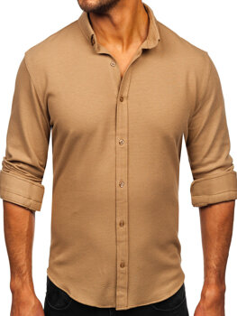 Men’s Long Sleeve Muslin Shirt Brown Bolf 506
