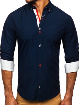 Men's Long Sleeve Shirt Navy Blue Bolf 20710