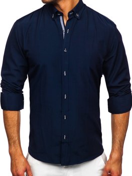 Men's Long Sleeve Shirt Navy Blue Bolf 20717