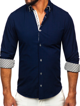 Men's Long Sleeve Shirt Navy Blue Bolf 3762