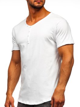 Men's Plain V-neck T-shirt White Bolf 4049