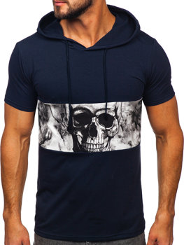 Men's Printed T-shirt with Hood Navy Blue Bolf 8T971