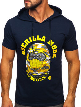 Men's Printed T-shirt with Hood Navy Blue Bolf 8T978