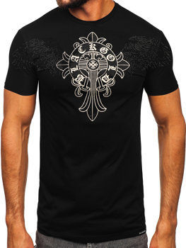 Men's Printed T-shirt with Sequins Black Bolf MT3037