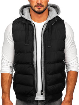 Men's Quilted Gilet with Hood Black Bolf 5M751