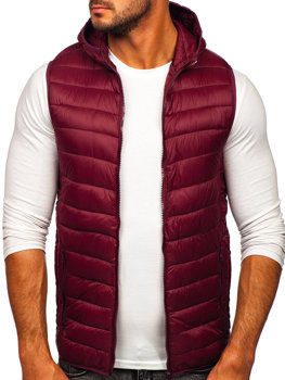 Men's Quilted Hooded Gilet Claret Bolf 13072
