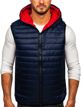 Men's Quilted Hooded Gilet Navy Blue Bolf 7106