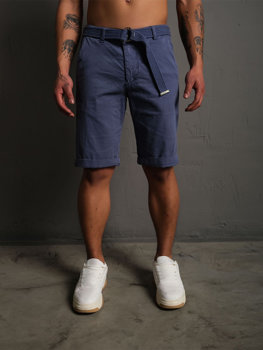 Men's Shorts with Belt Navy Blue Bolf 0010