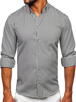 Men's Striped Long Sleeve Shirt Black Bolf 22731