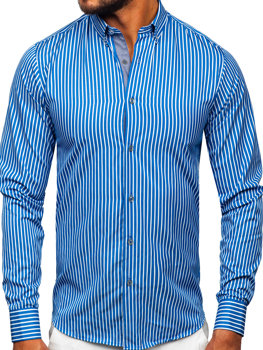 Men's Striped Long Sleeve Shirt Blue Bolf 22730