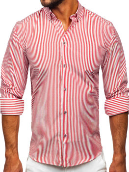 Men's Striped Long Sleeve Shirt Coral Bolf 22731