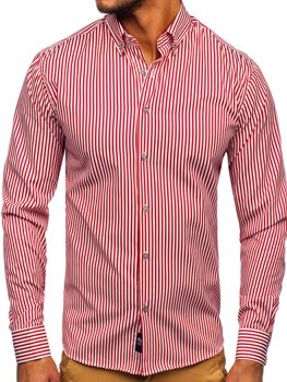 Men's Striped Long Sleeve Shirt Red Bolf 20726