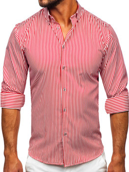 Men's Striped Long Sleeve Shirt Red Bolf 22731